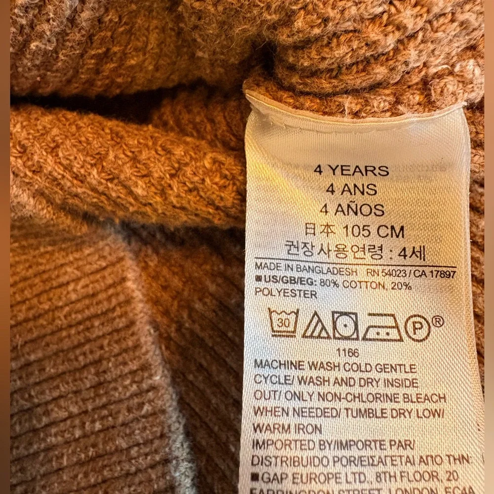 Baby Gap 4T Lot - Cute Crewneck Shaker Sweater, Soft Plaid Flannel -